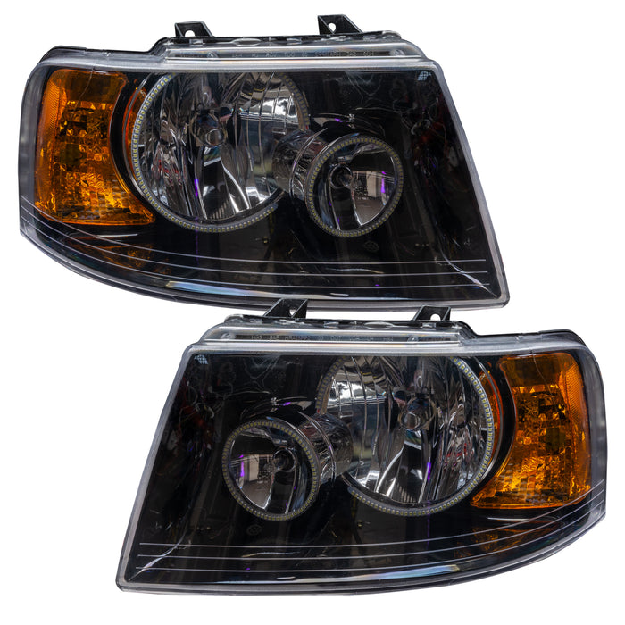 ORACLE 2003-2006 Ford Expedition Pre-Assembled Halo Headlights - (Black) - ColorSHIFT - with RF Controller