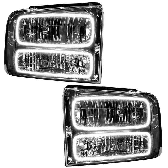 ORACLE 2005-2007 Ford F-250/350 SD Pre-Assembled Halo Headlights - (Chrome) - ColorSHIFT - with RF Controller