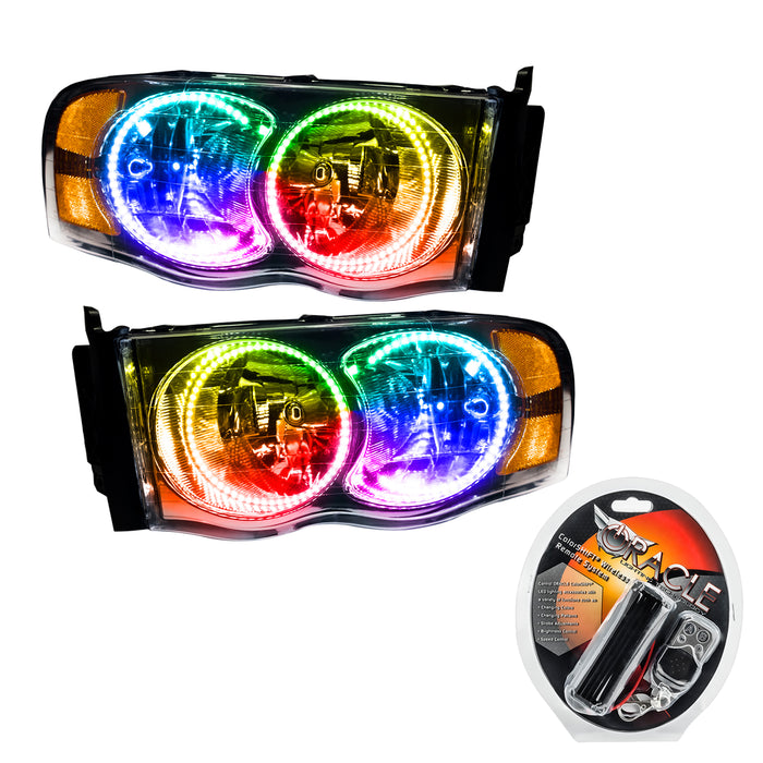 ORACLE 2002-2005 Dodge Ram Pre-Assembled Halo Headlights - ColorSHIFT - with RF Controller