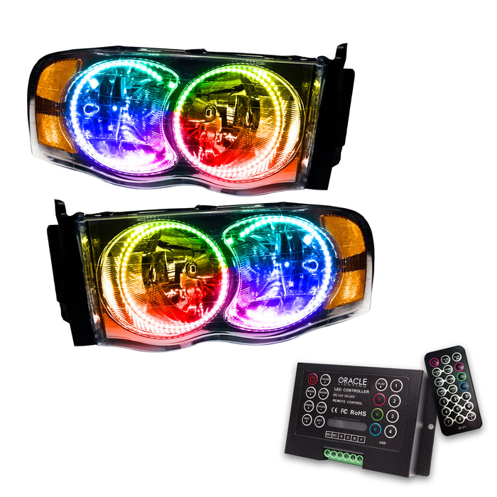 ORACLE 2002-2005 Dodge Ram Pre-Assembled Halo Headlights - ColorSHIFT - with 2.0 Controller