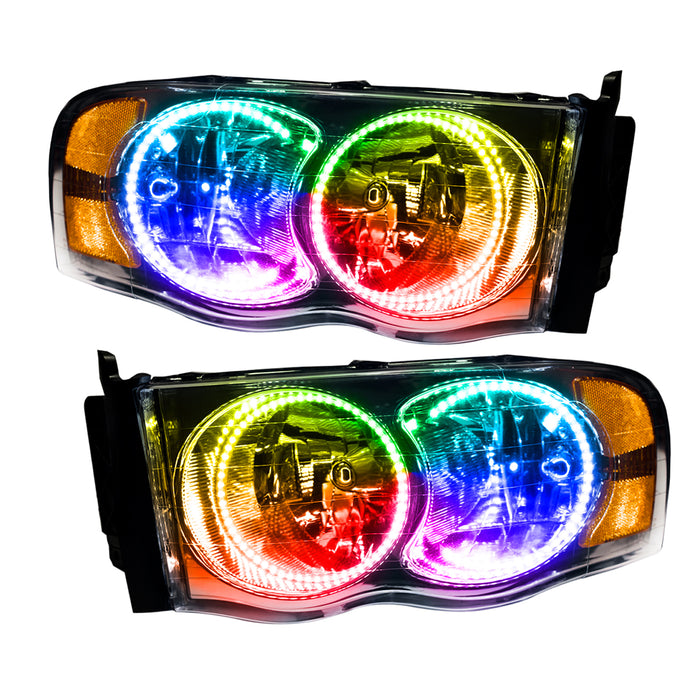 ORACLE 2002-2005 Dodge Ram Pre-Assembled Halo Headlights - ColorSHIFT - with No Controller
