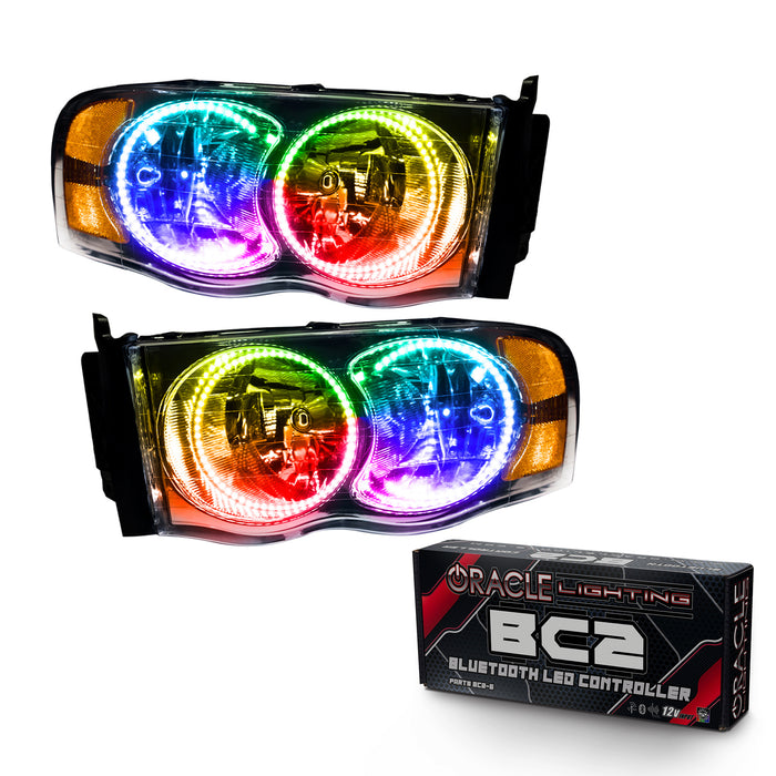 ORACLE 2002-2005 Dodge Ram Pre-Assembled Halo Headlights - ColorSHIFT - with BC2 Controller