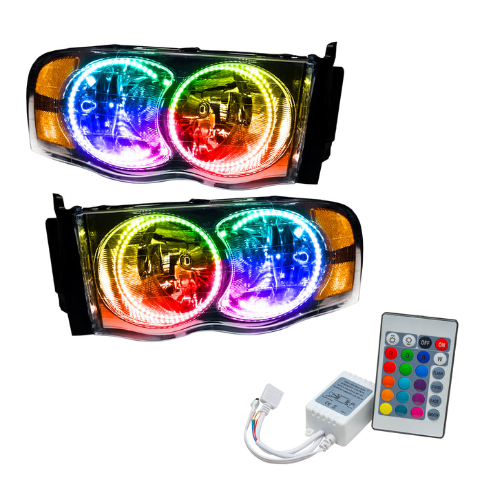 ORACLE 2002-2005 Dodge Ram Pre-Assembled Halo Headlights - ColorSHIFT - with Simple Controller