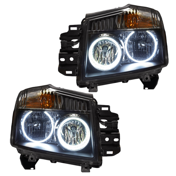 ORACLE 2008-2015 Nissan Titan Pre-Assembled Halo Headlights - ColorSHIFT - with Simple Controller