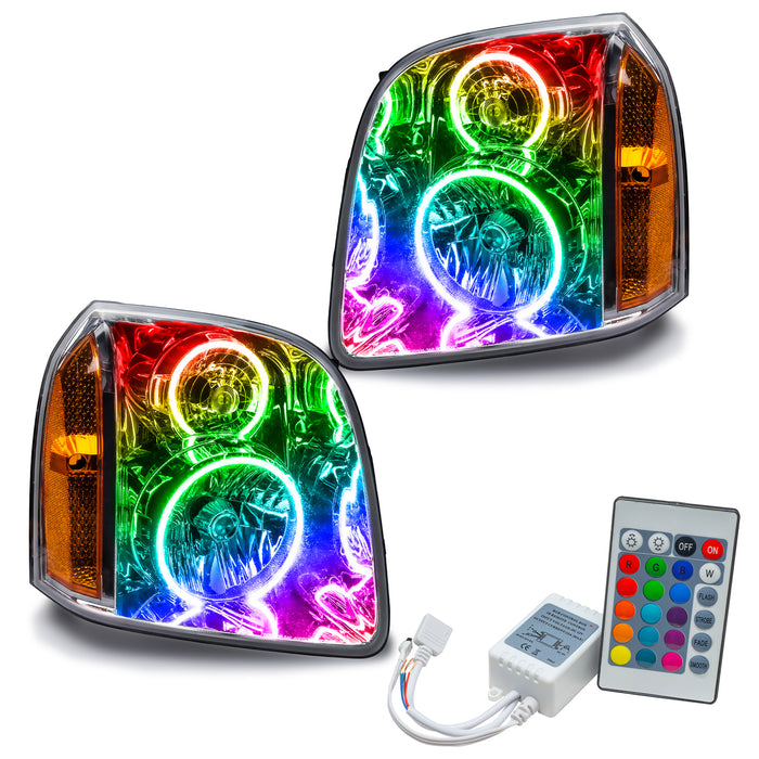 ORACLE 2007-2013 GMC Yukon Pre-Assembled Halo Headlights - ColorSHIFT - with Simple Controller