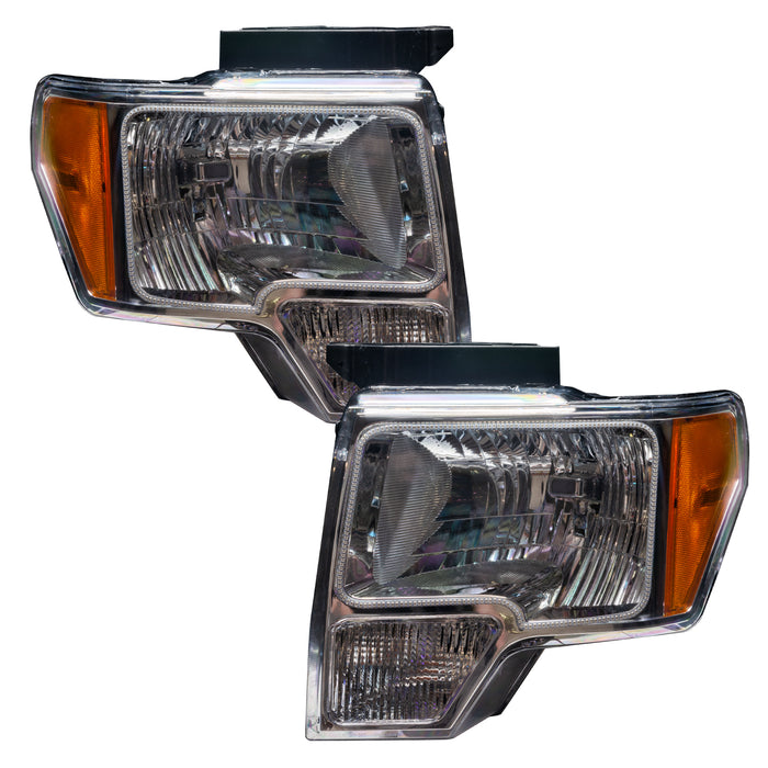 ORACLE 2009-2014 Ford F-150 Pre-Assembled Halo Headlights - (Chrome) - ColorSHIFT - with No Controller
