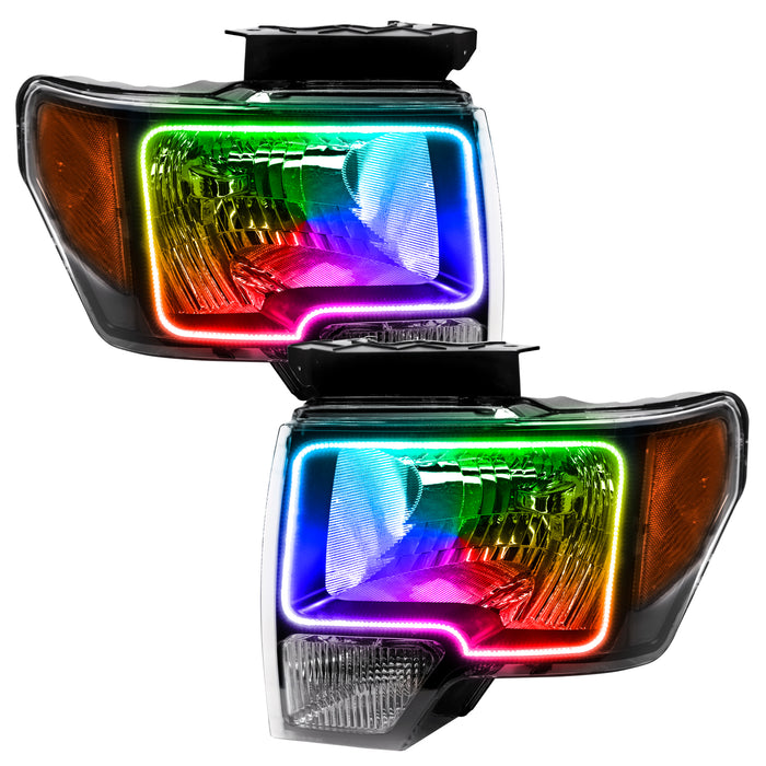 ORACLE 2009-2014 Ford F-150 Pre-Assembled Halo Headlights - (Black) - ColorSHIFT - with No Controller