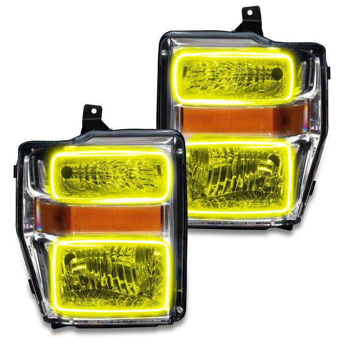 ORACLE 2008-2010 Ford F-250/350 SD Pre-Assembled Halo Headlights - (Chrome) - ColorSHIFT - with 2.0 Controller