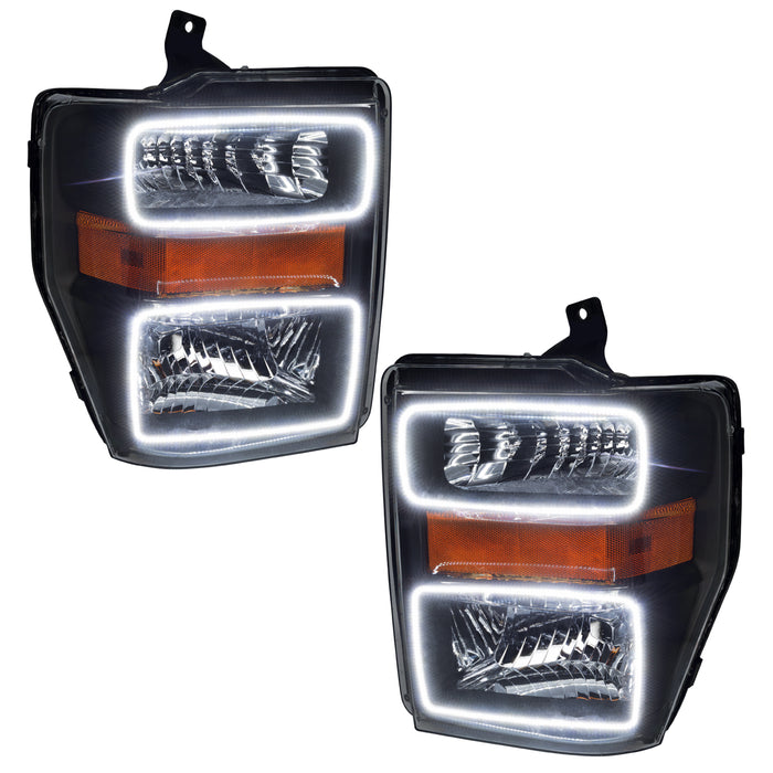 ORACLE 2008-2010 Ford F-250/350 SD Pre-Assembled Halo Headlights - (Black) - White