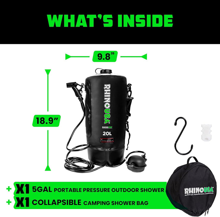 5 GALLON PORTABLE PRESSURIZED CAMP SHOWER - BLACK