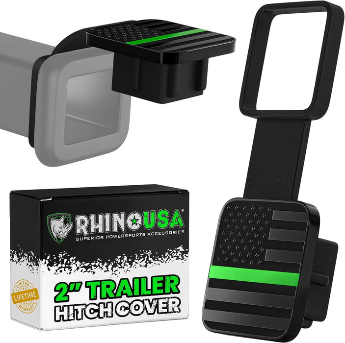 RHINO USA 2" AMERICAN FLAG HITCH COVER - BLACK & GREEN