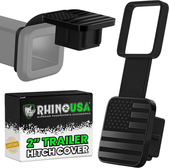 RHINO USA 2" AMERICAN FLAG HITCH COVER - BLACK
