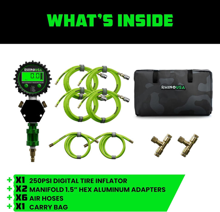 RHINO USA MULTI-TIRE INFLATION KIT (4-WHEEL)(GREEN)