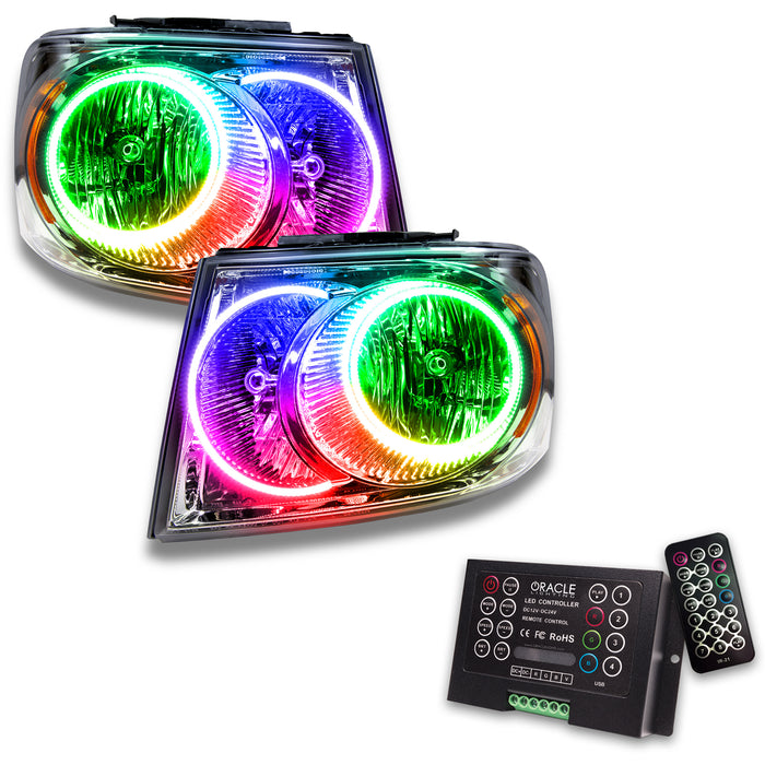 ORACLE 2007-2009 Dodge Durango Pre-Assembled Halo Headlights - (Chrome) - ColorSHIFT - with 2.0 Controller