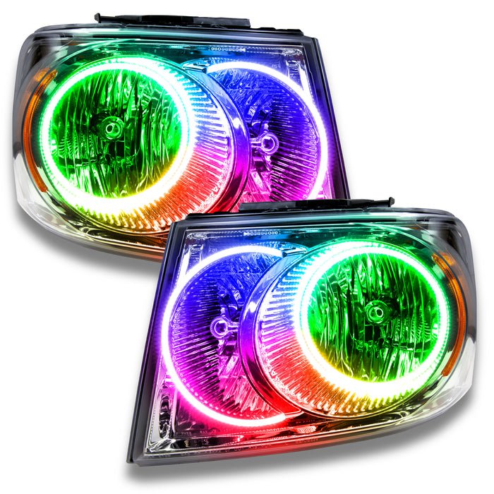 ORACLE 2007-2009 Dodge Durango Pre-Assembled Halo Headlights - (Chrome) - ColorSHIFT - with No Controller