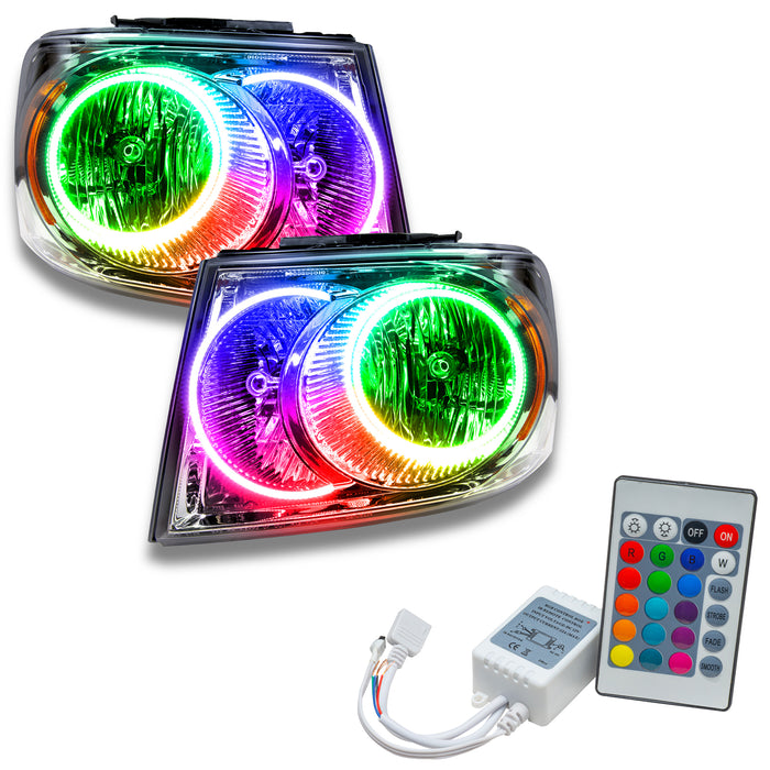 ORACLE 2007-2009 Dodge Durango Pre-Assembled Halo Headlights - (Chrome) - ColorSHIFT - with Simple Controller