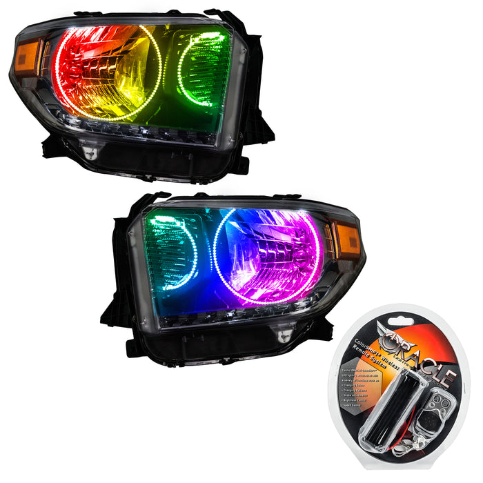 ORACLE 2014-2017 Toyota Tundra Pre-Assembled Halo Headlights - (Dual Halo) - ColorSHIFT - with RF Controller