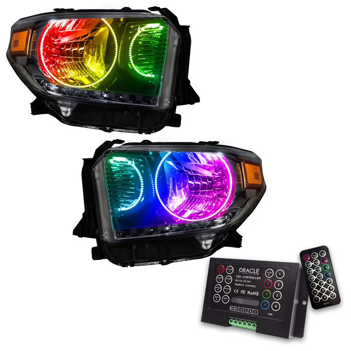 ORACLE 2014-2017 Toyota Tundra Pre-Assembled Halo Headlights - (Dual Halo) - ColorSHIFT - with 2.0 Controller