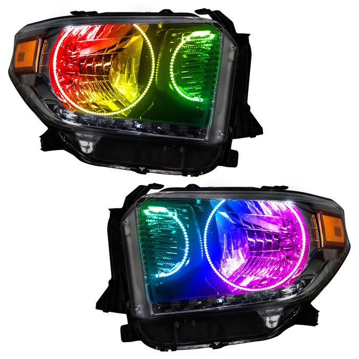 ORACLE 2014-2017 Toyota Tundra Pre-Assembled Halo Headlights - (Dual Halo) - ColorSHIFT - with No Controller