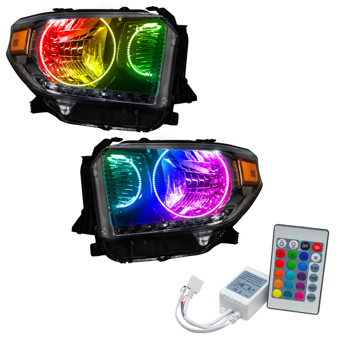 ORACLE 2014-2017 Toyota Tundra Pre-Assembled Halo Headlights - (Dual Halo) - ColorSHIFT - with Simple Controller