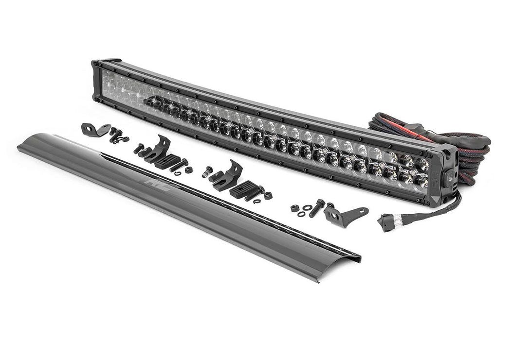 Rough Country 30 Inch Black Series LED Light Bar - Curved - Dual Row - Amber DRL