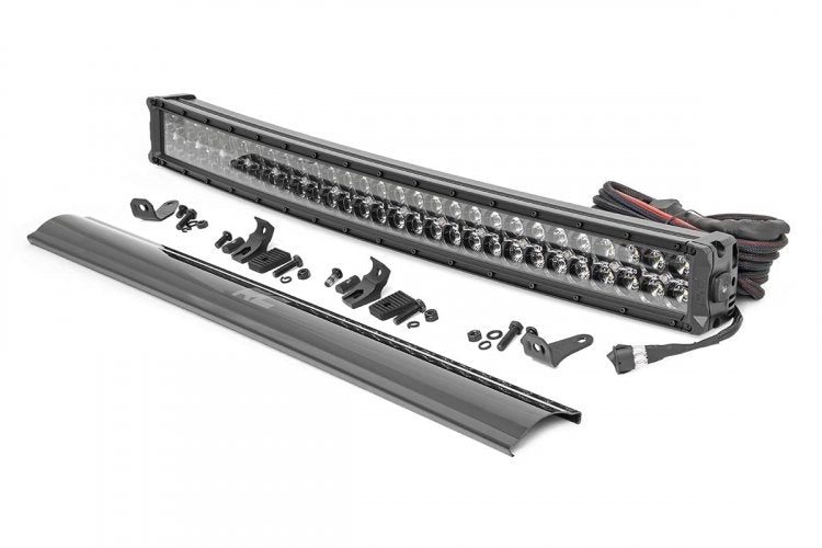 Rough Country LED Light Kit, Bumper Mount, 30 inch Black Dual Row, White DRL, Toyota 4Runner (2014-2020)