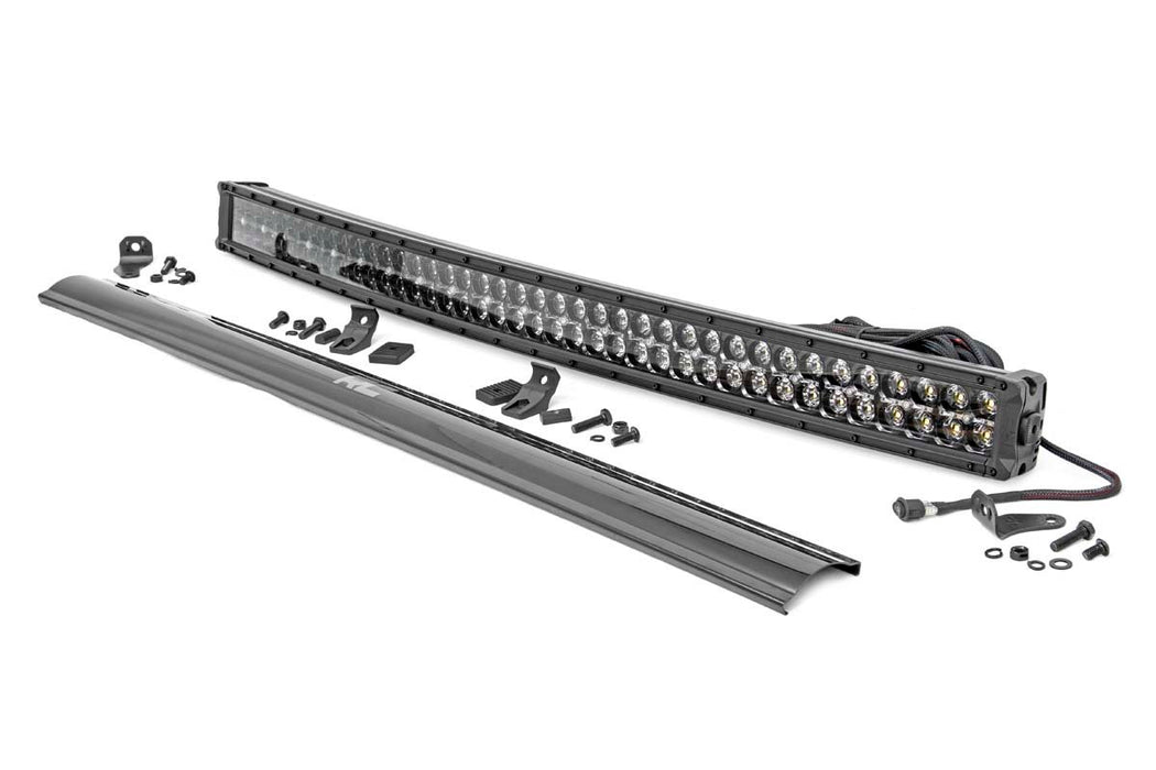 Rough Country 40 Inch Black Series LED Light Bar - Curved - Dual Row - Cool White DRL