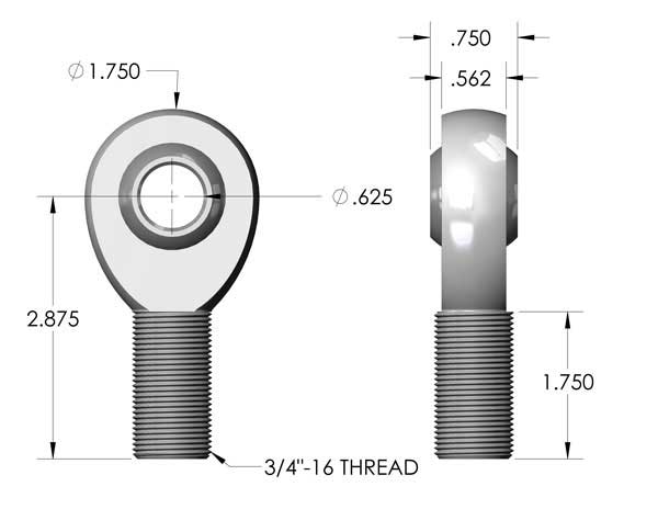 JMX10-12T 3-Piece Heim Dimension