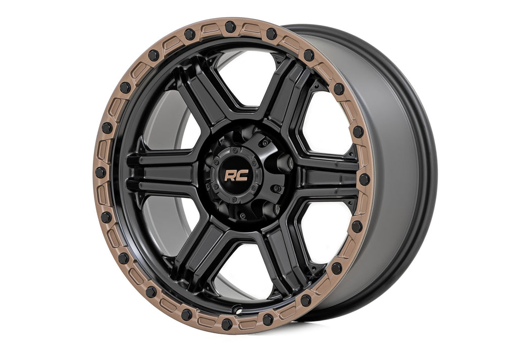 Rough Country 79 Series Wheel/One-Piece/Semi Gloss Black w/Bronze Ring/18x9/5x5/-12mm
