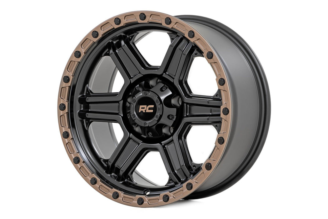 Rough Country 79 Series Wheel/One-Piece/Semi Gloss Black w/Bronze Ring/18x9/6x135/0mm