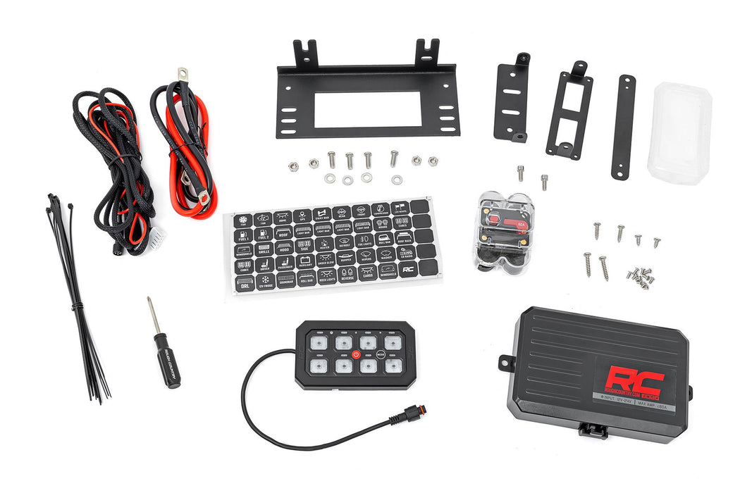 Rough Country Bluetooth - 8 Gang Switch Panel - RGB Backlit Buttons - Multifunction Modes