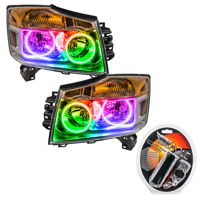 ORACLE 2008-2015 Nissan Armada Pre-Assembled Halo Headlights - ColorSHIFT - with RF Controller