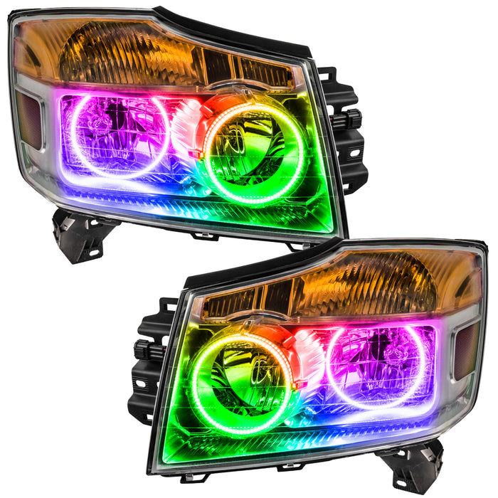 ORACLE 2008-2015 Nissan Armada Pre-Assembled Halo Headlights - ColorSHIFT - with No Controller