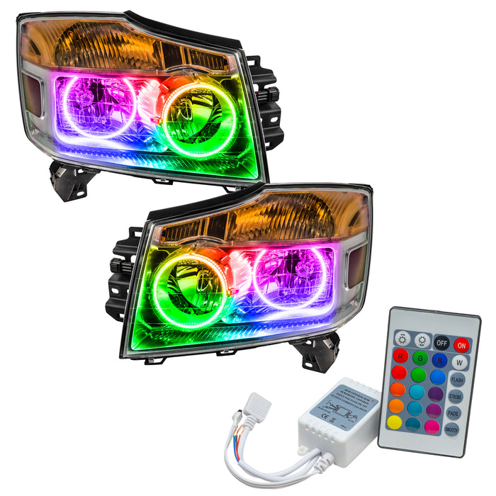 ORACLE 2008-2015 Nissan Armada Pre-Assembled Halo Headlights - ColorSHIFT - with Simple Controller