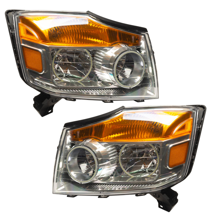 ORACLE 2008-2015 Nissan Armada Pre-Assembled Halo Headlights - ColorSHIFT - with Simple Controller