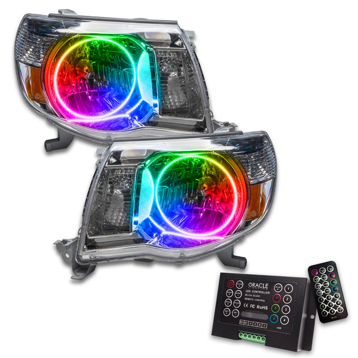 ORACLE 2005-2011 Toyota Tacoma Pre-Assembled Halo Headlights - ColorSHIFT - with 2.0 Controller