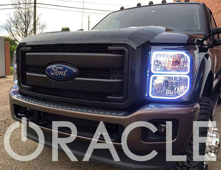 ORACLE 2011-2016 Ford F-250/350 SD Pre-Assembled Halo Headlights - (Chrome) - White