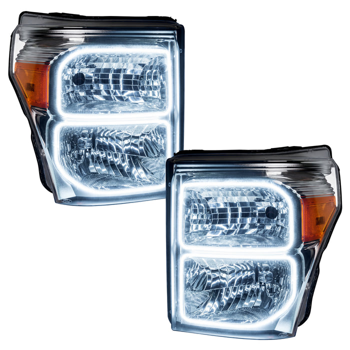 ORACLE 2011-2016 Ford F-250/350 SD Pre-Assembled Halo Headlights - (Chrome) - ColorSHIFT - with No Controller