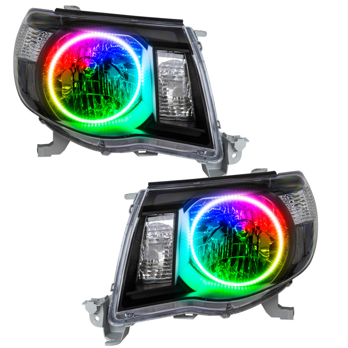 ORACLE 2005-2011 Toyota Tacoma Pre-Assembled Halo Headlights - (Black) - ColorSHIFT - with No Controller