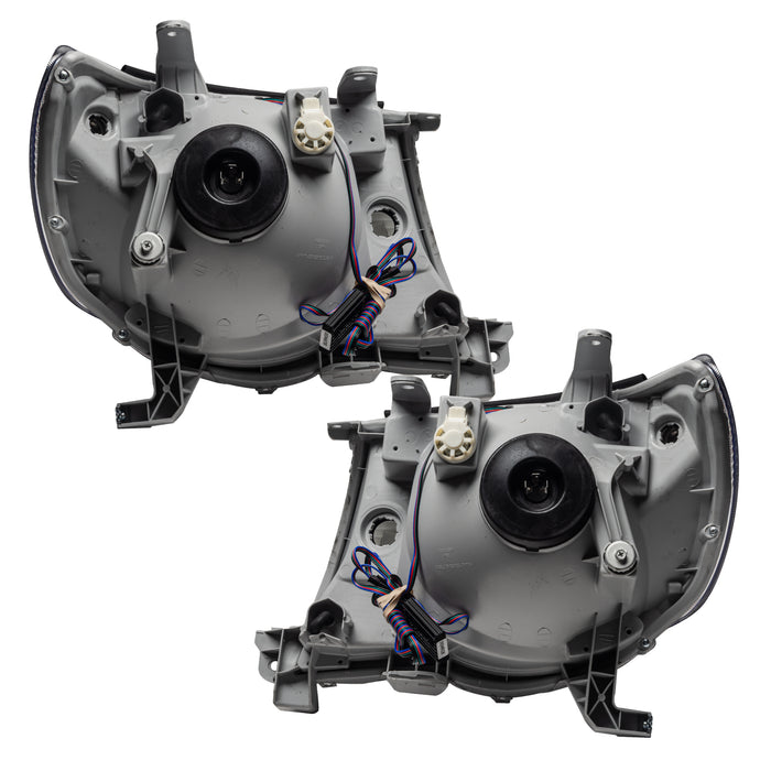 ORACLE 2005-2011 Toyota Tacoma Pre-Assembled Halo Headlights - (Black) - ColorSHIFT - with BC2 Controller