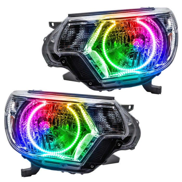 ORACLE 2012-2015 Toyota Tacoma Pre-Assembled Halo Headlights - (Chrome) - ColorSHIFT - with BC2 Controller