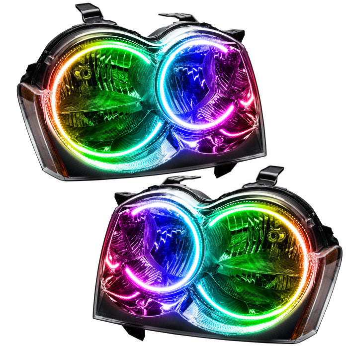 ORACLE 2005-2007 Jeep Grand Cherokee Pre-Assembled Halo Headlights - (Non-HID) - ColorSHIFT - with RF Controller