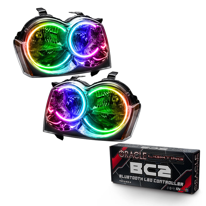ORACLE 2005-2007 Jeep Grand Cherokee Pre-Assembled Halo Headlights - (Non-HID) - ColorSHIFT - with BC2 Controller