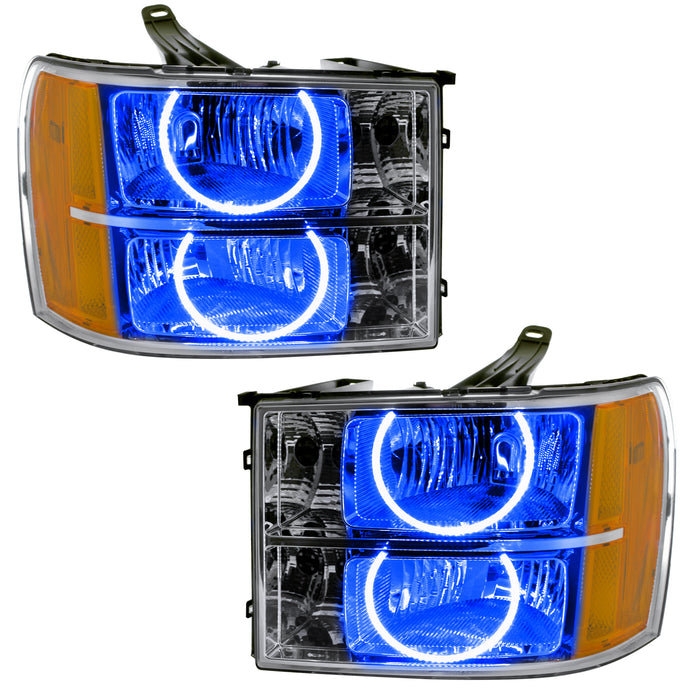 ORACLE 2007-2013 GMC Sierra Pre-Assembled Halo Headlights - (Round Ring) - Blue