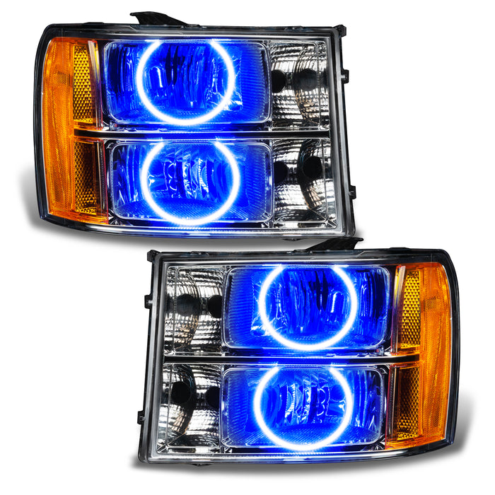 ORACLE 2007-2013 GMC Sierra Pre-Assembled Halo Headlights - (Round Ring) - Blue