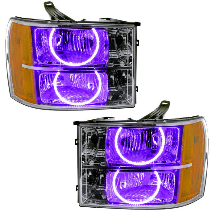 ORACLE 2007-2013 GMC Sierra Pre-Assembled Halo Headlights - (Round Ring) - UV/Purple