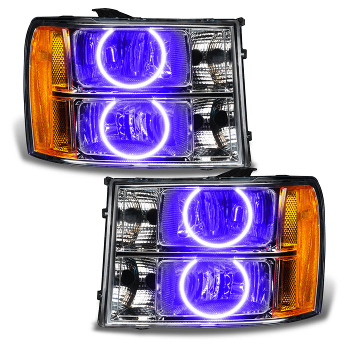 ORACLE 2007-2013 GMC Sierra Pre-Assembled Halo Headlights - (Round Ring) - UV/Purple
