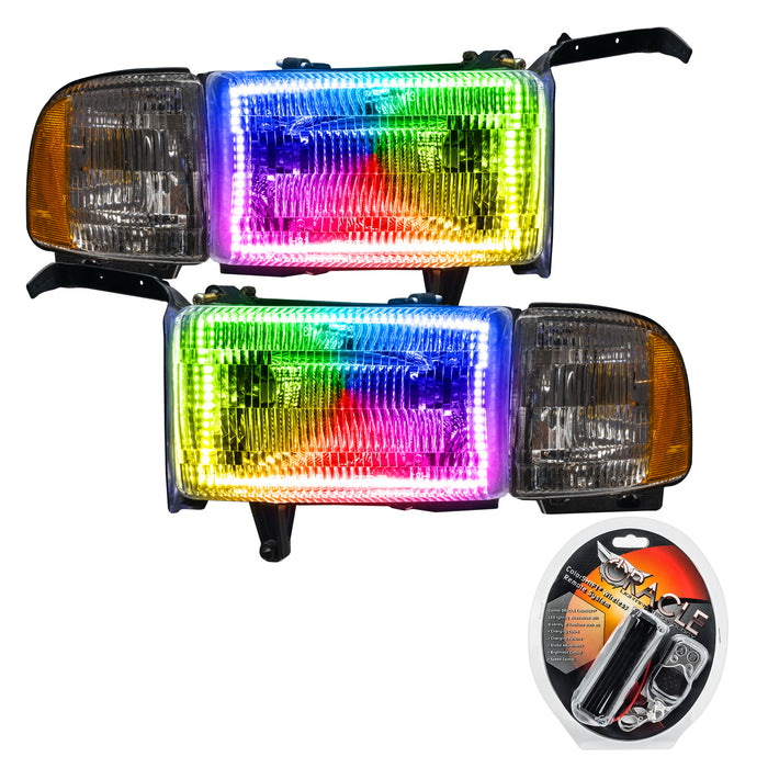 ORACLE 1994-2002 Dodge Ram Pre-Assembled Halo Headlights - ColorSHIFT - with RF Controller