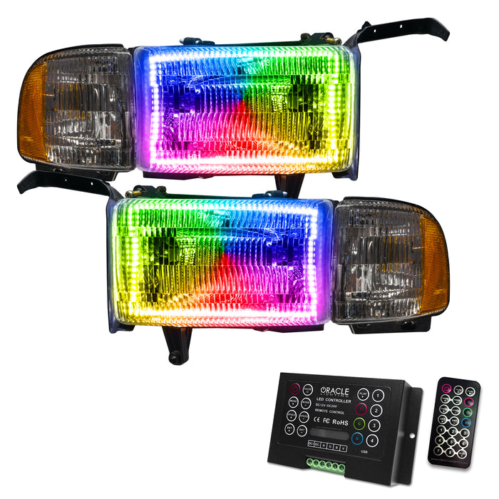 ORACLE 1994-2002 Dodge Ram Pre-Assembled Halo Headlights - ColorSHIFT - with 2.0 Controller