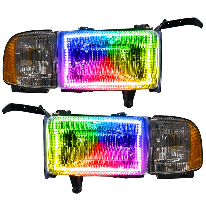 ORACLE 1994-2002 Dodge Ram Pre-Assembled Halo Headlights - ColorSHIFT - with No Controller